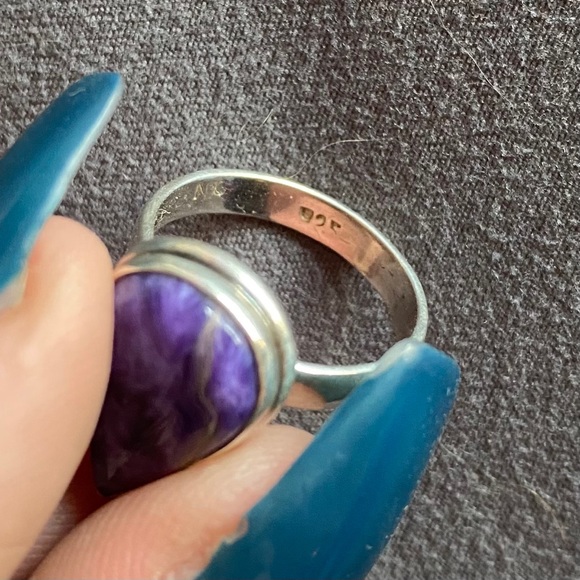 Sterling Silver Purple Charoite Ring Size 6 - Picture 5 of 5